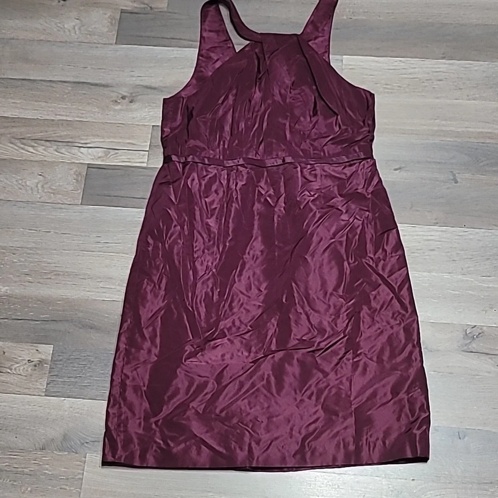 NWT J. Crew Gracie 100% Silk Taffeta Dress Burgundy Size 16 Womens - Picture 3 of 6